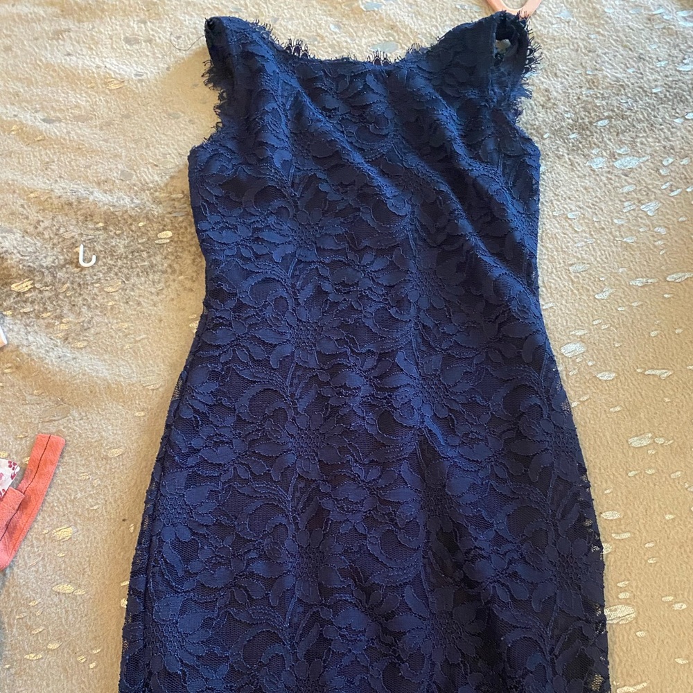 A blue lace dress